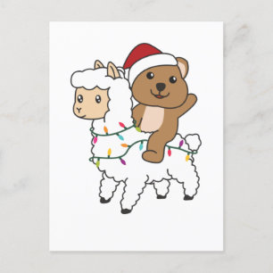 Quokka Llama Weihnachtsschnee Wintertiere Feiertagspostkarte