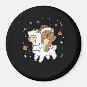 Quokka Llama Weihnachtsschnee Wintertiere Magnet