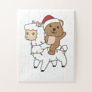Quokka Llama Weihnachtsschnee Wintertiere Puzzle