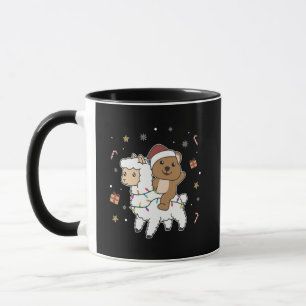 Quokka Llama Weihnachtsschnee Wintertiere Tasse