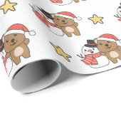Quokka mit Schneemann im Winter zu Weihnachten Geschenkpapier (Rolleneckpunkt)