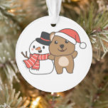 Quokka mit Snowman im Winter zu Weihnachten Orname Ornament<br><div class="desc">Quokka mit Schneemann im Winter zu Weihnachten - ein Schneemann für Winter und Weihnachten. Ein Winter Gruß in der kalten Jahreszeit für die Ferien. Weihnachts-Quokka mit Schneemann.</div>