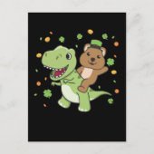 Quokka mit T-rex St. Patrick's Day Irland Postca Postkarte (Vorderseite)