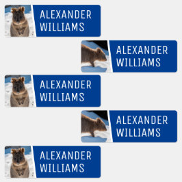 Quokka on the beach Cute Animal Photo Australia Etiketten