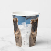 Quokka on the beach in Australia, cute photo Pappbecher (Rechts)