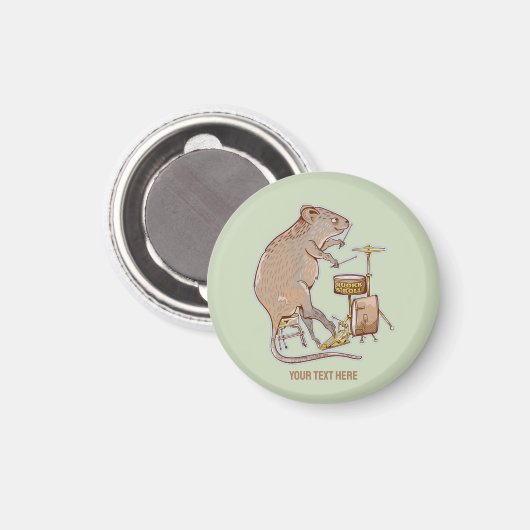 Quokka Playing Drums Magnet (Vorderseite/Rückseite)
