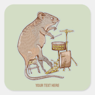 Quokka Playing Drums Quadratischer Aufkleber