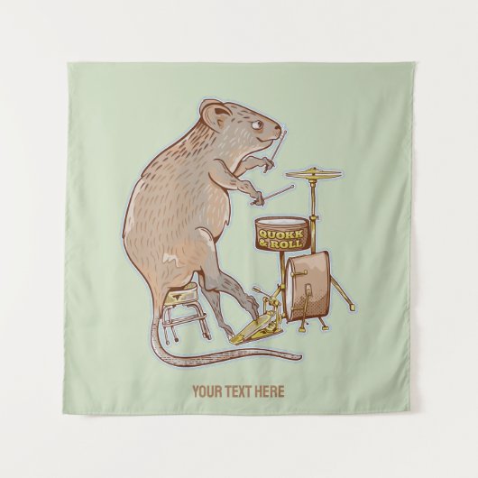 Quokka Playing Drums Wandteppich (Vorderseite)