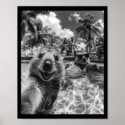 Quokka-Pool-Selfie-Urlaub lustiges Tier Sommer Poster (Vorne)