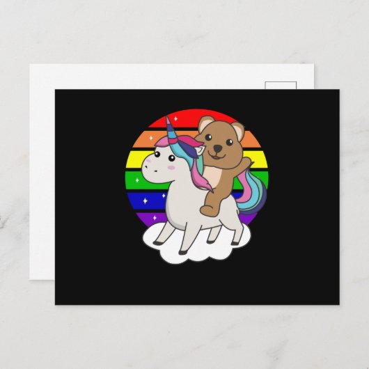Quokka Unicorn Rainbow Animals Quokkas Unicorns Postkarte (Vorne/Hinten)