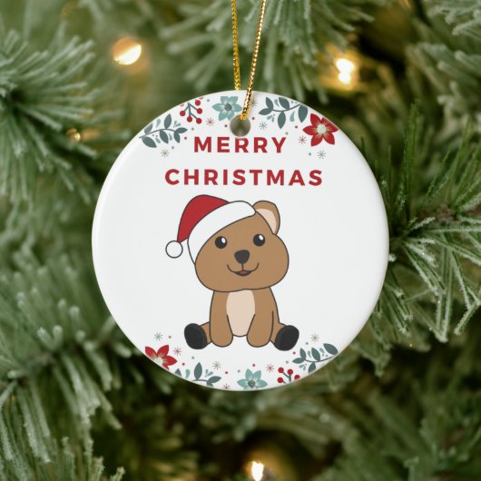 Quokka Weihnachtsschnee Wintertiere Quokkas Ceram Keramik Ornament (Baum)