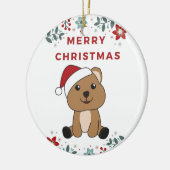 Quokka Weihnachtsschnee Wintertiere Quokkas Ceram Keramik Ornament (Links)