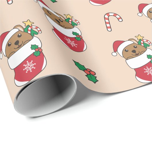 Quokka Weihnachtsschnee Wintertiere Quokkas Geschenkpapier (Rolleneckpunkt)