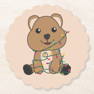 Quokka Weihnachtsschnee Wintertiere Quokkas Papier Untersetzer