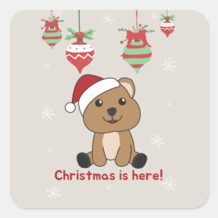 Quokka Weihnachtsschnee Wintertiere Quokkas Squar Quadratischer Aufkleber