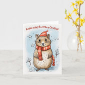 Quokka wünscht ein frohes Weihnachtsfest - Karte (Gelbe Blume)