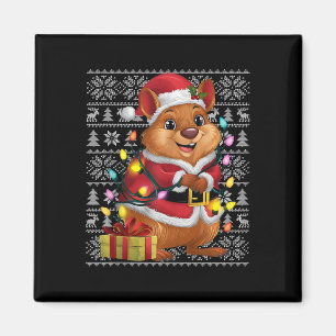 Quokka Xmas Sweater Style Ugly Santa Quokka Christ Magnet
