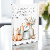 Quote Fall Pumpkin Kaffee Blume Candle Modern Fotoblock