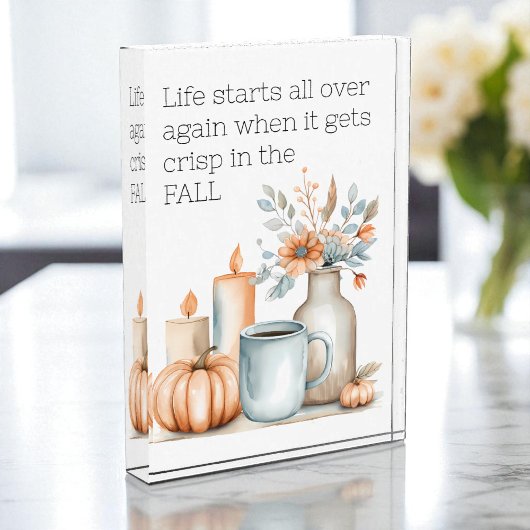 Quote Fall Pumpkin Kaffee Blume Candle Modern Fotoblock