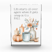 Quote Fall Pumpkin Kaffee Blume Candle Modern Fotoblock (Vorderseite)