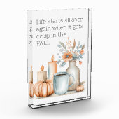 Quote Fall Pumpkin Kaffee Blume Candle Modern Fotoblock (Links)