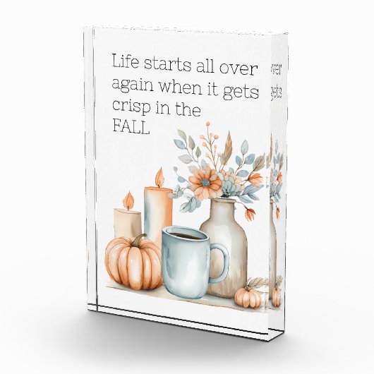 Quote Fall Pumpkin Kaffee Blume Candle Modern Fotoblock (Rechts)