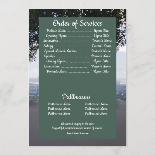 Quote Photo San Francisco Background Funeral  Programm (Rückseite)