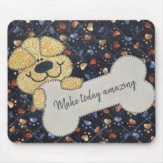 Quote Quilt Dog With Bone Mousepad (Vorne)