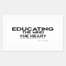 QUOTEN: Aristoteles: Psychologie erziehen, Herz Rechteckiger Aufkleber