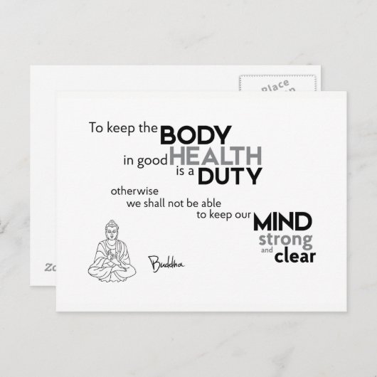 QUOTEN: Buddha: Körper in guter Gesundheit Postkarte (Vorne/Hinten)