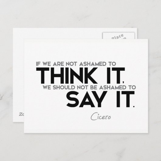 QUOTEN: Cicero: Denken Sie es, sagen Sie es Postkarte (Vorne/Hinten)