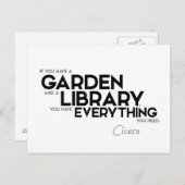 QUOTEN: Cicero: Garten und Bibliothek Postkarte (Vorne/Hinten)