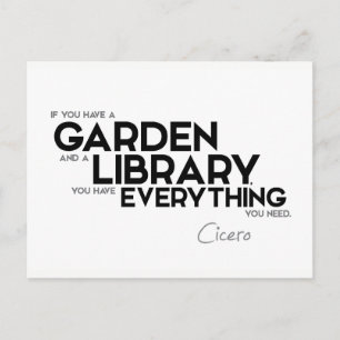 QUOTEN: Cicero: Garten und Bibliothek Postkarte