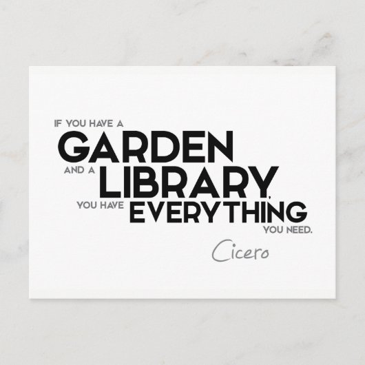 QUOTEN: Cicero: Garten und Bibliothek Postkarte (Vorderseite)