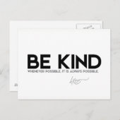 QUOTEN: Dalai Lama - Seien Sie freundlich Postkarte (Vorne/Hinten)