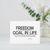 QUOTEN: Epictetus: Freiheit: würdiges Ziel Postkarte (Stehend Vorderseite)