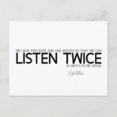 QUOTEN: Epictetus: zweimal hören Postkarte (Vorderseite)