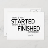 QUOTEN: Goethe: Heute gestartet, morgen fertig Postkarte (Vorne/Hinten)