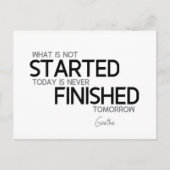 QUOTEN: Goethe: Heute gestartet, morgen fertig Postkarte (Vorderseite)