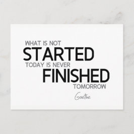 QUOTEN: Goethe: Heute gestartet, morgen fertig Postkarte