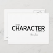 QUOTEN: Heraclitus: Der menschliche Charakter Postkarte (Vorne/Hinten)