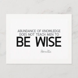 QUOTEN: Heraclitus: Sei weise Postkarte