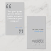 QUOTEN in der "LT GRAY Designer Business Card" Visitenkarte (Vorne/Hinten)
