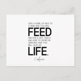QUOTEN: Konfuzius: Reisschüssel, Reis anbauen Postkarte