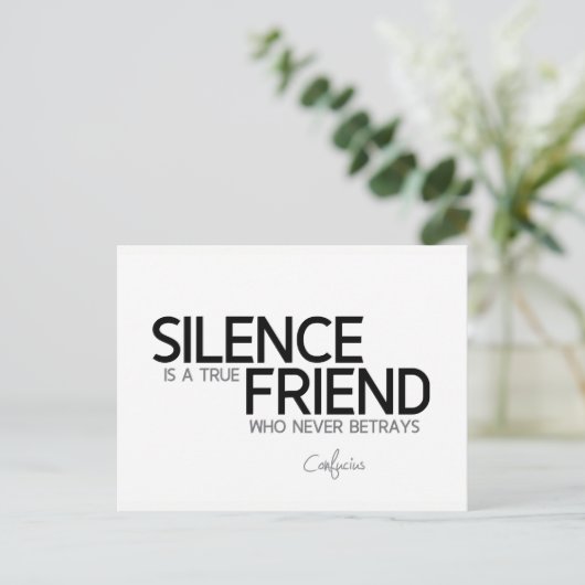 QUOTEN: Konfuzius: Stille, wahrer Freund Postkarte (Stehend Vorderseite)