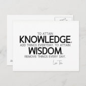 QUOTEN: Lao Tzu: Wissen, Weisheit erreichen Postkarte (Vorne/Hinten)