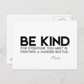 QUOTEN: Plato: Seien Sie freundlich Postkarte (Vorne/Hinten)