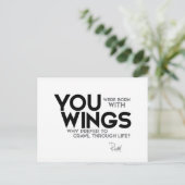 QUOTEN: Rumi: Geboren mit Flügeln Postkarte (Stehend Vorderseite)