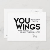 QUOTEN: Rumi: Geboren mit Flügeln Postkarte (Vorne/Hinten)