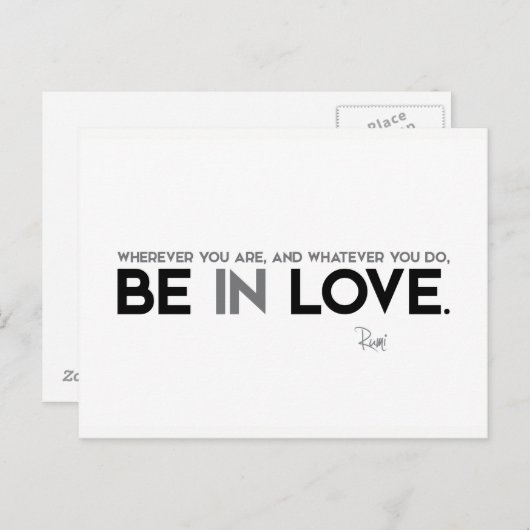 QUOTEN: Rumi: In Liebe sein Postkarte (Vorne/Hinten)